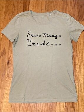 Sew Many Beads 100% Organic Cotton Women's T shirt, Sage Green, Size S
